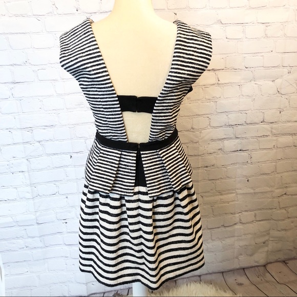 BCBG black & white Piper striped peplum dress - Picture 6 of 8